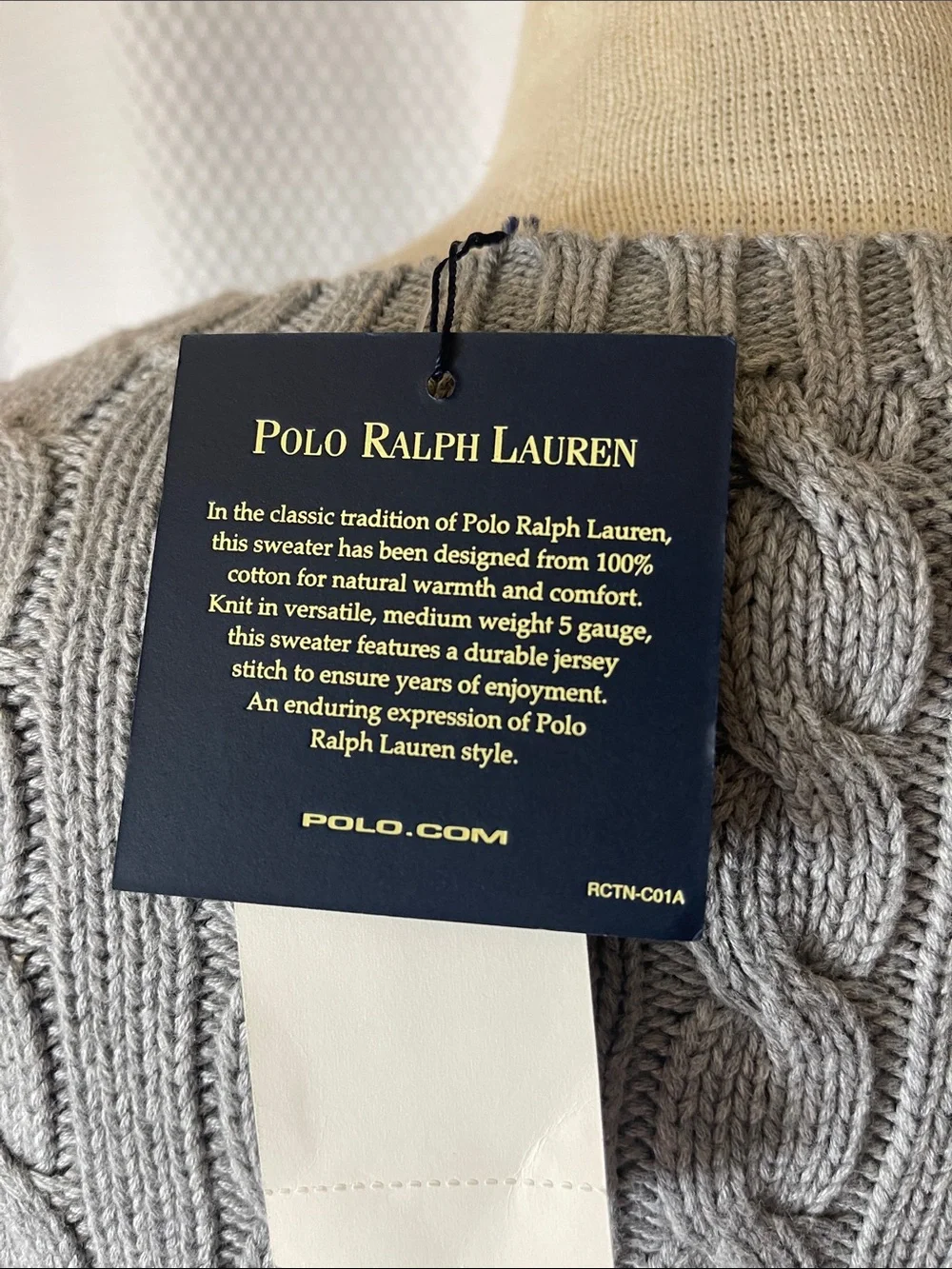 Polo by Ralph Lauren Gray Cable Knit Crewneck NWT Sweater size medium